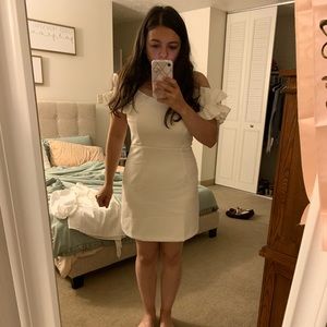 Shop Red Dress white ruffle dress